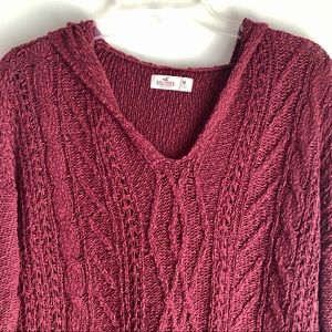 Hollister Sweaters - Hollister Hooded Red V-Neck Knit Sweater Hollister Sweaters - Hollister Hooded Red V-Neck Knit Sweater